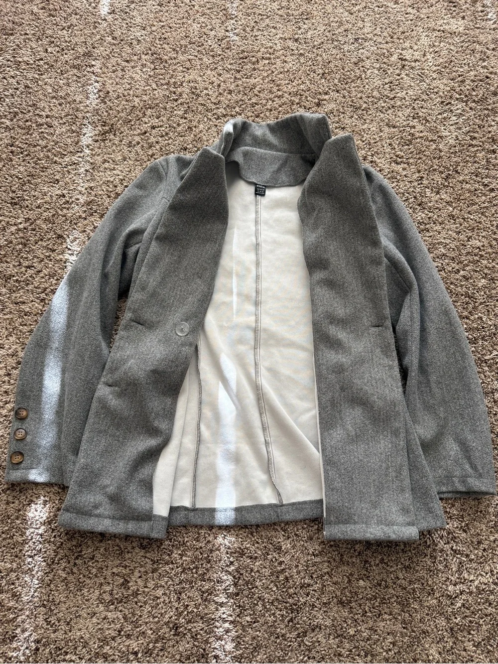 SHEIN Girls Double-Breasted Gray Pea Coat